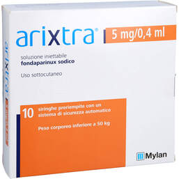 Abbildung: Arixtra 5 mg / 0,4 ml Injektionslösung in einer Fertigspritze 10X0.4 ml, Injektionslösung PZN 16583096