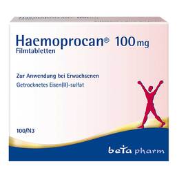 Abbildung: Haemoprocan 100 mg Filmtabletten 100 St, Filmtabletten PZN 16583676