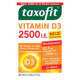 Abbildung: Taxofit Vitamin D3 2500 I.E. Tabletten 50 St, Tabletten PZN 16585304
