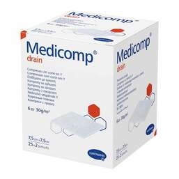 Abbildung: Medicomp drain Schlitzkompressen steril 7,5x7,5 cm 25X2 St, Kompressen PZN 16585497