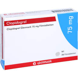 Abbildung: Clopidogrel Glenmark 75 mg Filmtabletten 28 St, Filmtabletten PZN 16587409