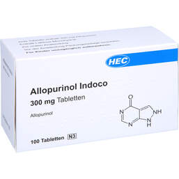 Abbildung: Allopurinol Indoco 300 mg Tabletten 100 St, Tabletten PZN 16588604