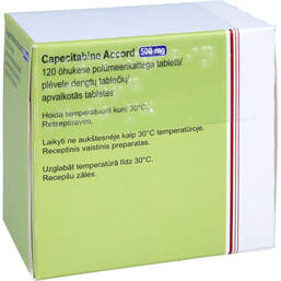 Abbildung: Capecitabin Accord 500 mg Filmtabletten 120 St, Filmtabletten PZN 16604272