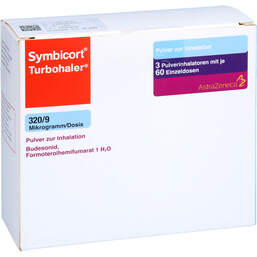 Abbildung: Symbicort Turbohaler 320 / 9 µg / Dosis 60 ED 3 St, Inhalationspulver PZN 16610686