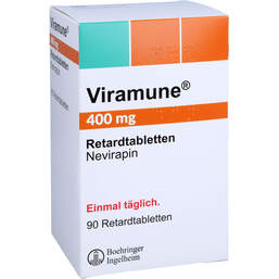Abbildung: Viramune 400 mg Retardtabletten 90 St, Retard-Tabletten PZN 16612627