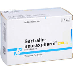 Abbildung: Sertralin-neuraxpharm 200 mg Filmtabletten 50 St, Filmtabletten PZN 16624228