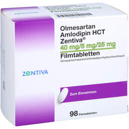 Abbildung: Olmesartan Amlodipin HCT Zentiva 40 / 5 / 25 mg Fta 98 St, Filmtabletten PZN 16632564