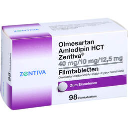 Abbildung: Olmesartan Amlodipin HCT Zentiva 40 / 10 / 12,5 mg Fta 98 St, Filmtabletten PZN 16632570
