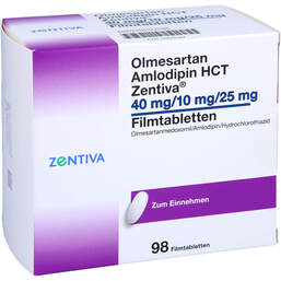 Abbildung: Olmesartan Amlodipin HCT Zentiva 40 / 10 / 25 mg Fta 98 St, Filmtabletten PZN 16632587