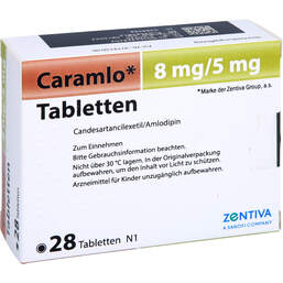 Abbildung: Caramlo 8 mg / 5 mg Tabletten 28 St, Tabletten PZN 16632860