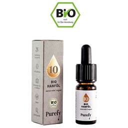 Abbildung: Bio Hanföl 10% Cbd Vollspektrum Purefy Tro.zum Einnehmen Tropfen zum Einnehmen, 1X10 ml PZN 16653164