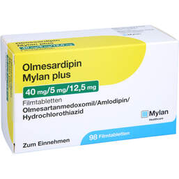 Abbildung: Olmesardipin Mylan plus 40 mg / 5 mg / 12,5 mg Fta 98 St, Filmtabletten PZN 16655513