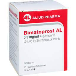Abbildung: Bimatoprost AL 0,3 mg / ml Atr Lösung i.Einzeldosisbeh. 30X0.4 ml, Augentropfen PZN 16657162