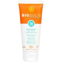 Abbildung: Bio Sonnenmilch + Aloe Vera LSF 30 Biosolis 100 ml, Milch PZN 16657788