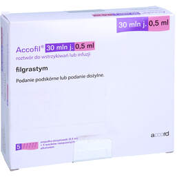 Abbildung: Accofil 30 Mio.E. / 0,5 ml Injektion - / Infusionslösung i.e.F.-Sp. 5 St, Injektions-/Infusionslösung PZN 16659557