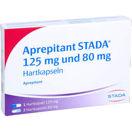Abbildung: Aprepitant STADA 125 mg / 80 mg Hartkapseln 3 St, Hartkapseln PZN 16662140