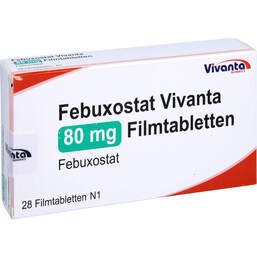 Abbildung: Febuxostat Vivanta 80 mg Filmtabletten 28 St, Filmtabletten PZN 16663174