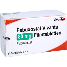 Abbildung: Febuxostat Vivanta 80 mg Filmtabletten 84 St, Filmtabletten PZN 16663180