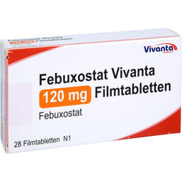 Abbildung: Febuxostat Vivanta 120 mg Filmtabletten 28 St, Filmtabletten PZN 16663197