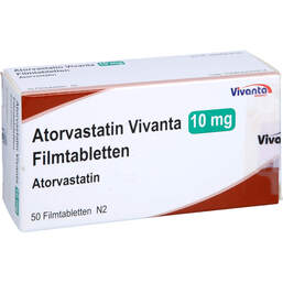 Abbildung: Atorvastatin Vivanta 10 mg Filmtabletten 50 St, Filmtabletten PZN 16663317