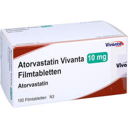 Abbildung: Atorvastatin Vivanta 10 mg Filmtabletten 100 St, Filmtabletten PZN 16663323