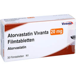 Abbildung: Atorvastatin Vivanta 20 mg Filmtabletten 30 St, Filmtabletten PZN 16663346
