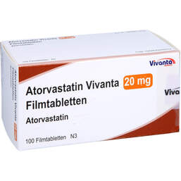 Abbildung: Atorvastatin Vivanta 20 mg Filmtabletten 100 St, Filmtabletten PZN 16663369