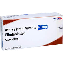 Abbildung: Atorvastatin Vivanta 40 mg Filmtabletten 50 St, Filmtabletten PZN 16663406