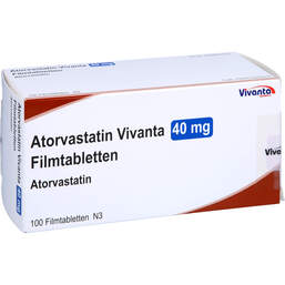 Abbildung: Atorvastatin Vivanta 40 mg Filmtabletten 100 St, Filmtabletten PZN 16663412