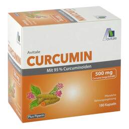 Abbildung: Curcumin 500 mg 95% Curcuminoide + Piperin Kapseln Kapseln, 180 St PZN 16677130