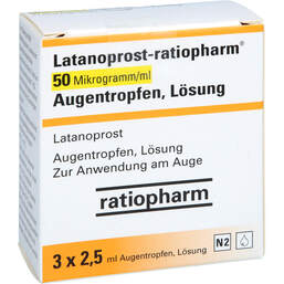 Abbildung: Latanoprost-ratiopharm 50 Mikrogramm / ml Atr Lösung 3X2.5 ml, Augentropfen PZN 16686287