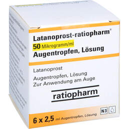 Abbildung: Latanoprost-ratiopharm 50 Mikrogramm / ml Atr Lösung 6X2.5 ml, Augentropfen PZN 16686293