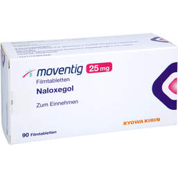 Abbildung: Moventig 25 mg Filmtabletten 90 St, Filmtabletten PZN 16687298