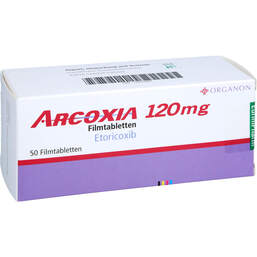 Abbildung: Arcoxia 120 mg Filmtabletten 50 St, Filmtabletten PZN 16697888