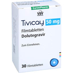 Abbildung: Tivicay 50 mg Filmtabletten 30 St, Filmtabletten PZN 16700030