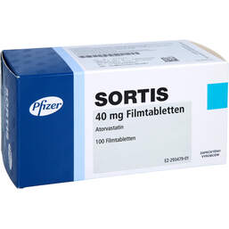 Abbildung: Sortis 40 mg Filmtabletten 100 St, Filmtabletten PZN 16700998