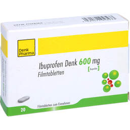 Abbildung: Ibuprofen Denk 600 mg Filmtabletten 20 St, Filmtabletten PZN 16703324