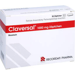 Abbildung: Claversal 1000 mg Zäpfchen 90 St, Suppositorien PZN 16704016