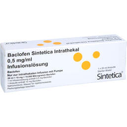 Abbildung: Baclofen Sintetica Intrathekal 0,5mg / ml Infusionsl.Amp 1X20 ml, Infusionslösung PZN 16731131