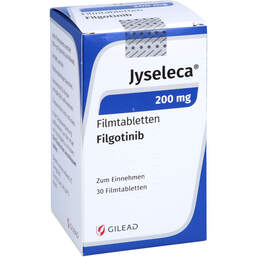 Abbildung: Jyseleca 200 mg Filmtabletten 30 St, Filmtabletten PZN 16731450