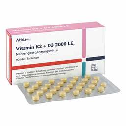 Abbildung: Atida+ Vitamin K2 & D3 2000 I.E. Tabletten Tabletten, 90 St PZN 16731970