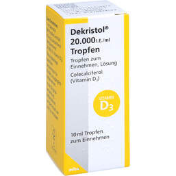 Abbildung: Dekristol 20.000 I.E. / ml Tropfen 10 ml, Tropfen zum Einnehmen PZN 16731987