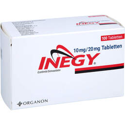 Abbildung: Inegy 10 mg / 20 mg Tabletten 100 St, Tabletten PZN 16735815