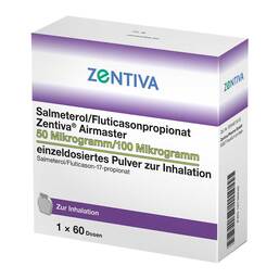 Abbildung: Salmeterol / Fluticasonpropionat Zen.Air. 50 / 100 µg 60 St, Inhalationspulver PZN 16736938