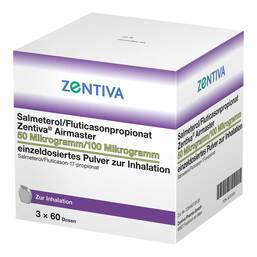 Abbildung: Salmeterol / Fluticasonpropionat Zen.Air. 50 / 100 µg 180 St, Inhalationspulver PZN 16737091