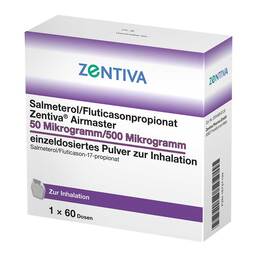 Abbildung: Salmeterol / Fluticasonpropionat Zen.Air. 50 / 500 µg 60 St, Inhalationspulver PZN 16737139