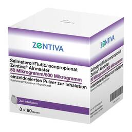 Abbildung: Salmeterol / Fluticasonpropionat Zen.Air. 50 / 500 µg 180 St, Inhalationspulver PZN 16737145