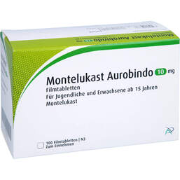 Abbildung: Montelukast Aurobindo 10 mg Filmtabletten 100 St, Filmtabletten PZN 16744553