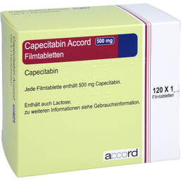 Abbildung: Capecitabin Accord 500 mg Filmtabletten 120X1 St, Filmtabletten PZN 16752073