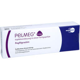 Abbildung: Pelmeg 6 mg Injektionslösung Fertigspritze mit autom.Nadels. 1 St, Injektionslösung PZN 16754178
